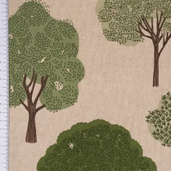 Dekostoff Halbpanama Leinenlook Forest Trees Bäume Wald Eukalptus natur grün 1,40m Breite
