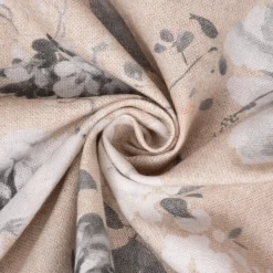 Dekostoff Halbpanama Leinenoptik Romantic Flower Rosen beige grau 140cm Breite