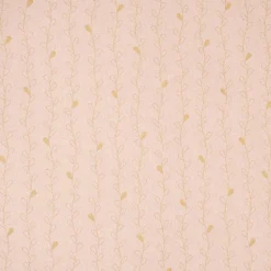 Dekostoff Halbpanama Leinenlook Metallic Blätterranken rosa goldfarbig 1,40m Breite