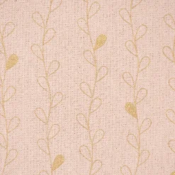 Dekostoff Halbpanama Leinenlook Metallic Blätterranken rosa goldfarbig 1,40m Breite