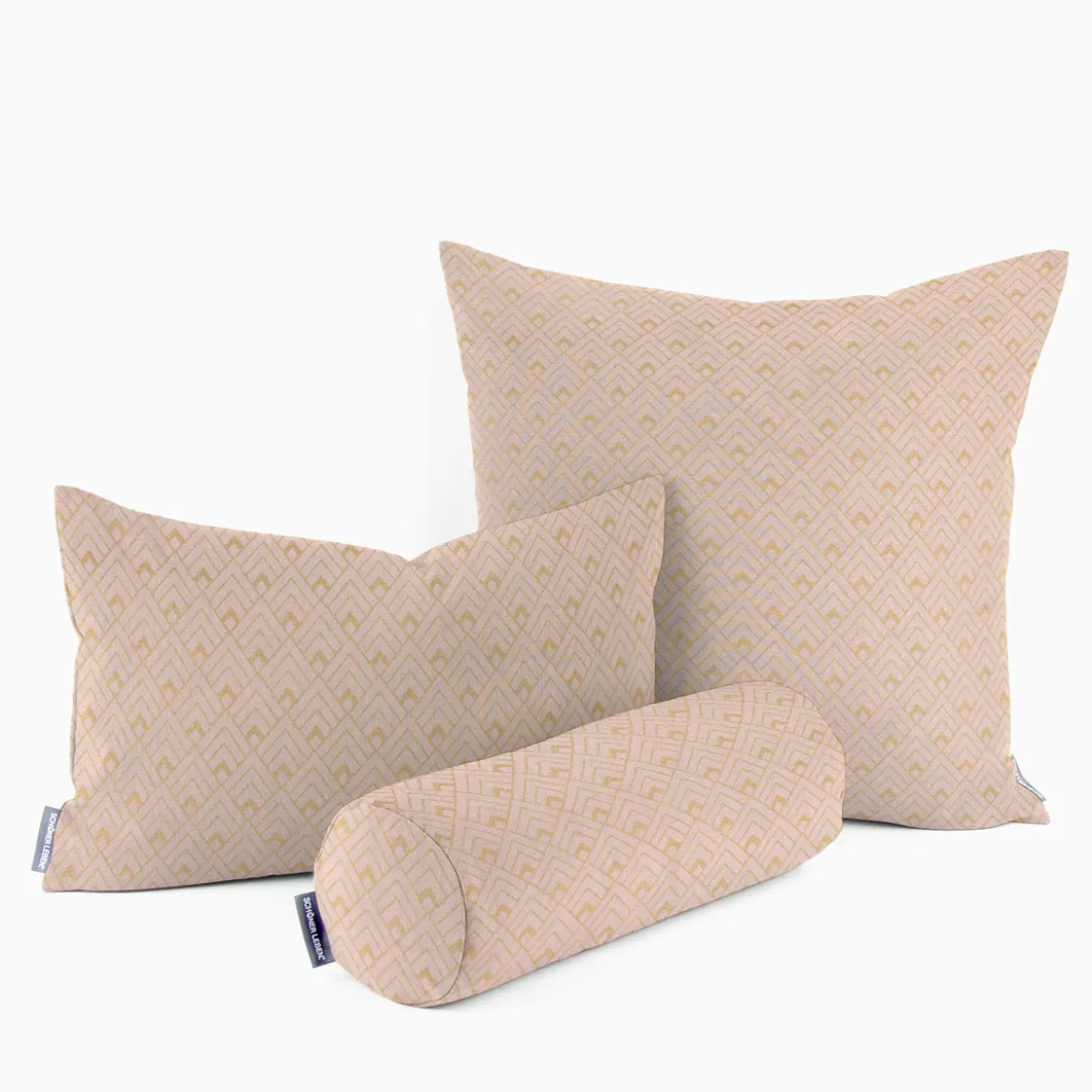 Dekostoff Halbpanama Leinenlook Metallic Art Deco Rauten rosa goldfarbig 1,40m Breite