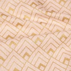 Dekostoff Halbpanama Leinenlook Metallic Art Deco Rauten rosa goldfarbig 1,40m Breite