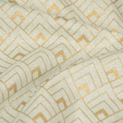 Dekostoff Halbpanama Leinenlook Metallic Art Deco Rauten mintgrün goldfarbig 1,40m Breite