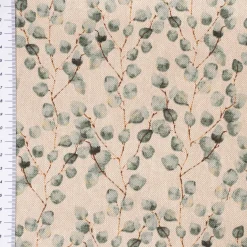 Dekostoff Halbpanama Leinenlook Little Eukalyptus Leaves Mini Eukalyptusblätter natur grün 1,40m Breite