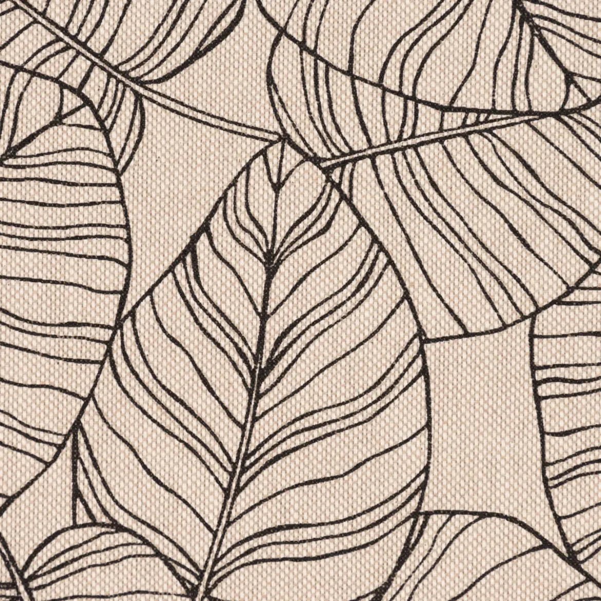 Dekostoff Halbpanama Leinenlook Bush Leaf Blätter abstrakt natur schwarz 1,40m Breite