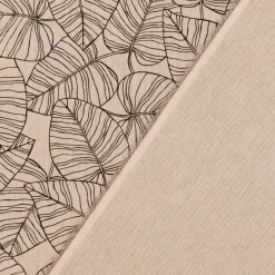 Dekostoff Halbpanama Leinenlook Bush Leaf Blätter abstrakt natur schwarz 1,40m Breite