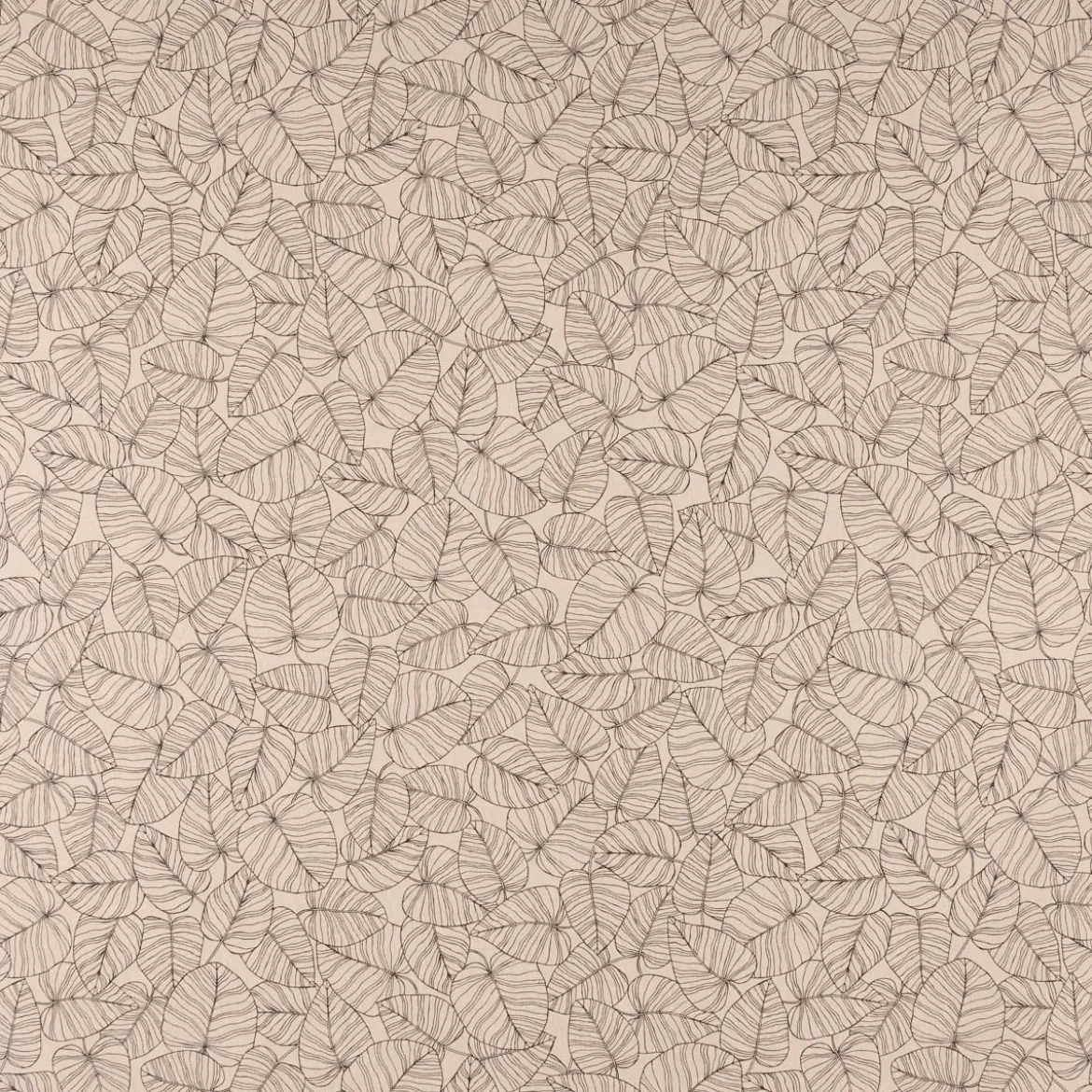 Dekostoff Halbpanama Leinenlook Bush Leaf Blätter abstrakt natur schwarz 1,40m Breite