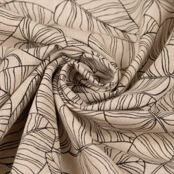 Dekostoff Halbpanama Leinenlook Bush Leaf Blätter abstrakt natur schwarz 1,40m Breite