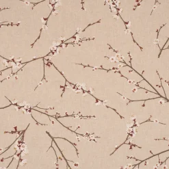 Dekostoff Halbpanama Leinenlook Japanese Blossom Kirschblütenzweige natur rot weiß 1,40m Breite
