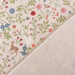 Dekostoff Halbpanama Leinenlook Floral Animal Garden natur bunt 1,40m Breite