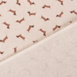 Dekostoff Halbpanama Leinenlook Little Dachshund Dog Dackel natur braun 1,40m Breite