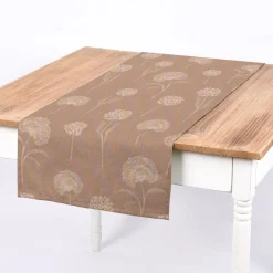 Dekostoff Halbpanama Leinenlook Elegant Dandelion Pusteblume taupe natur 1,40m Breite