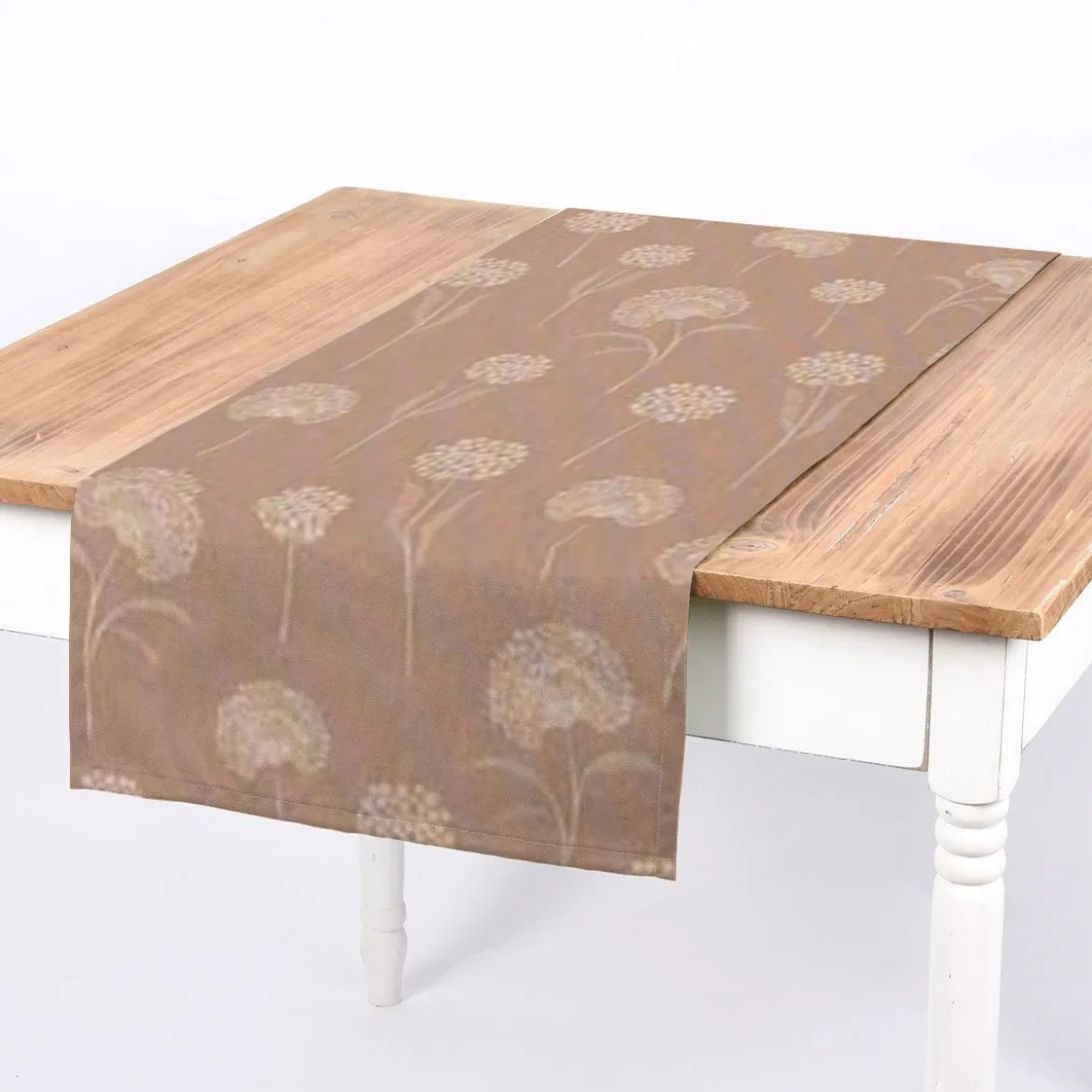 Dekostoff Halbpanama Leinenlook Elegant Dandelion Pusteblume taupe natur 1,40m Breite