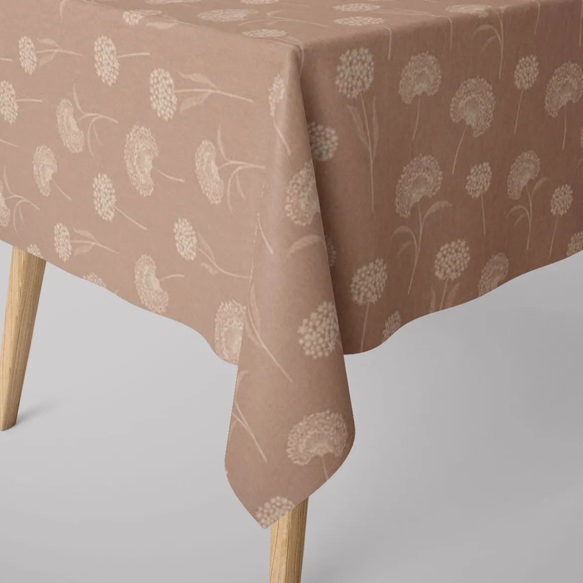Dekostoff Halbpanama Leinenlook Elegant Dandelion Pusteblume taupe natur 1,40m Breite