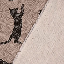 Dekostoff Halb-Panama Leinenlook Katzen Grafik schwarz grau 155cm Breite