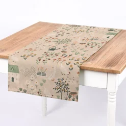 Dekostoff Halbpanama Leinenlook Farmhouse Cozy View Bauernhof Garten natur bunt 1,40m Breite