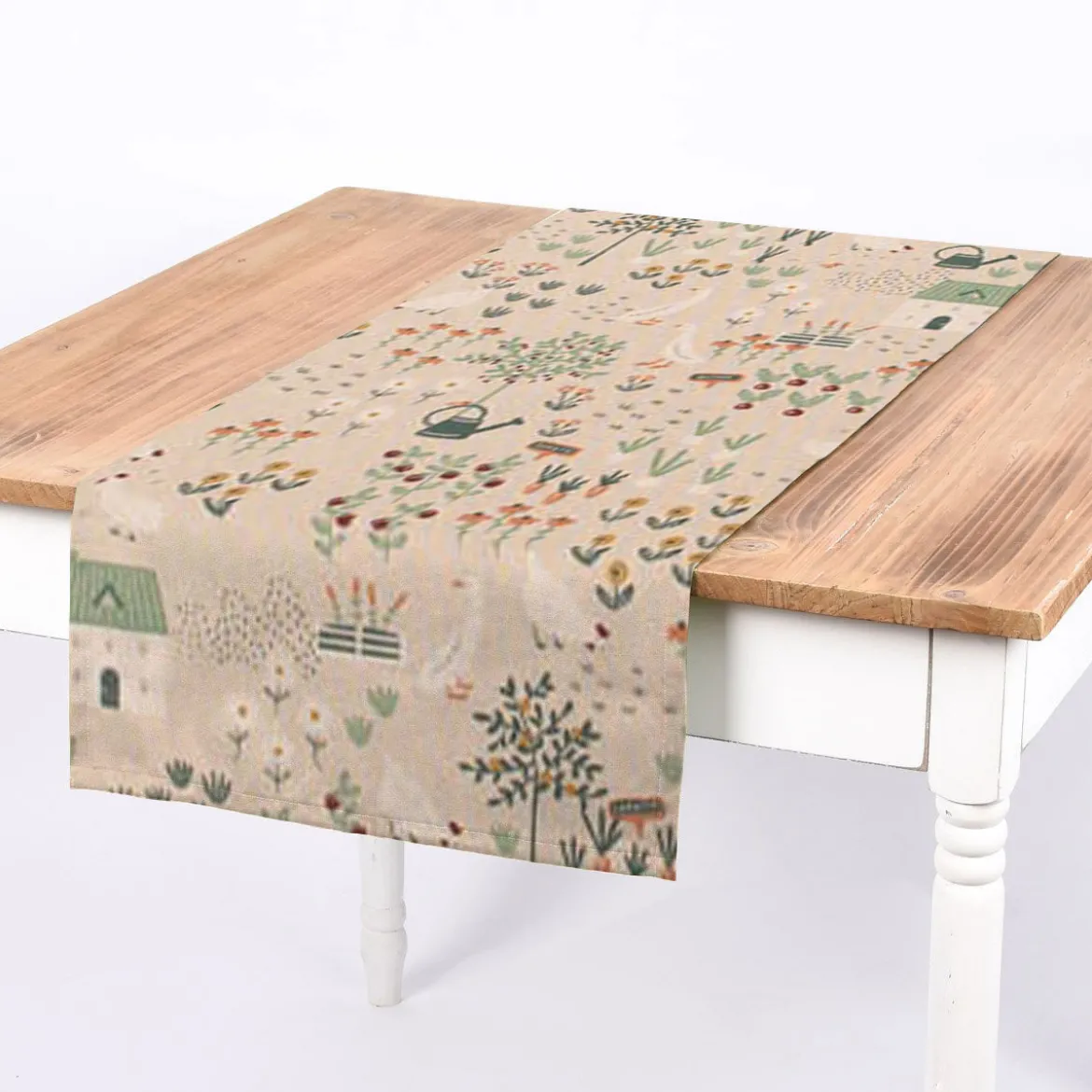 Dekostoff Halbpanama Leinenlook Farmhouse Cozy View Bauernhof Garten natur bunt 1,40m Breite