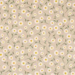 Dekostoff Halbpanama Leinenlook Daisy Sweet Field Gänseblümchen natur weiß 1,40m Breite