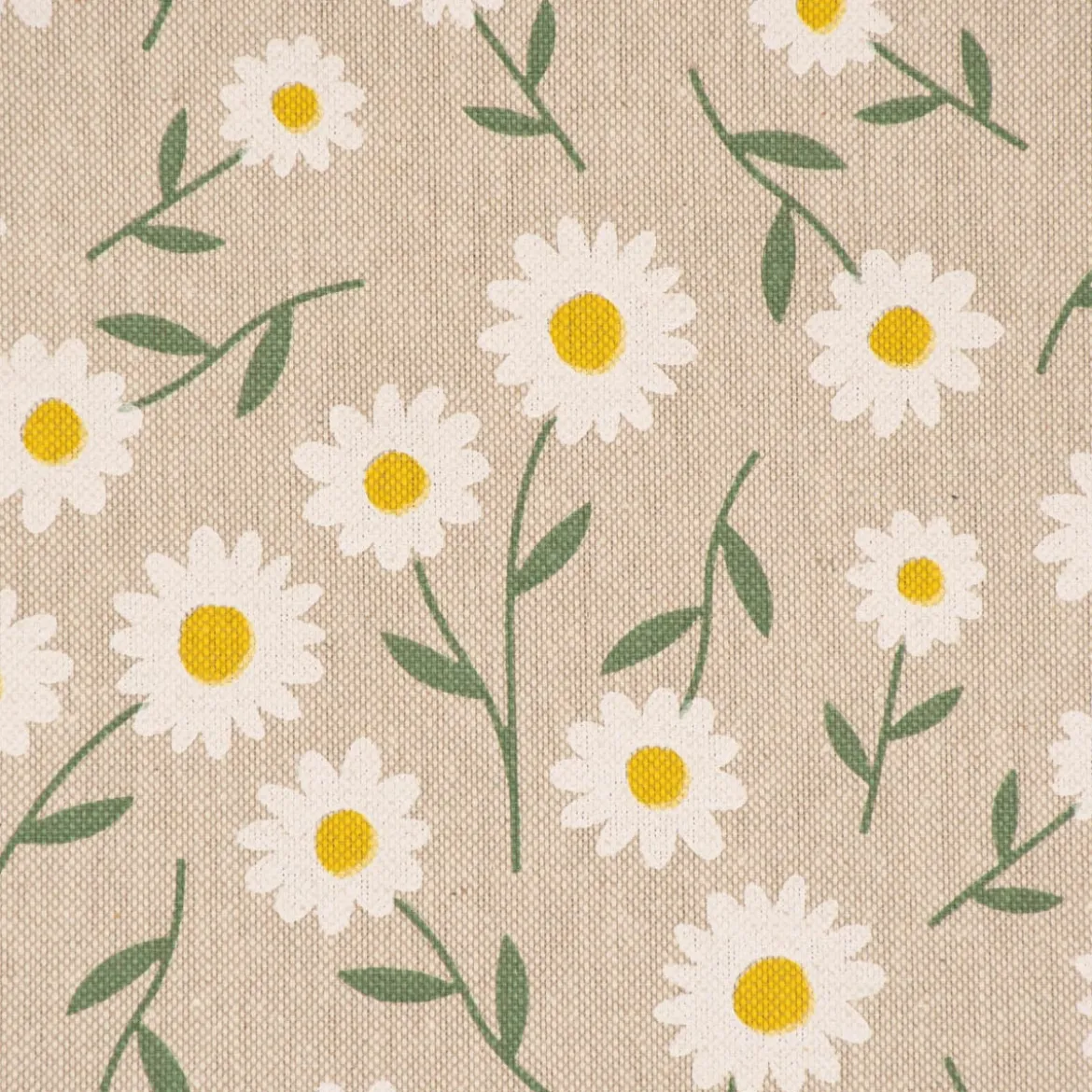 Dekostoff Halbpanama Leinenlook Daisy Sweet Field Gänseblümchen natur weiß 1,40m Breite