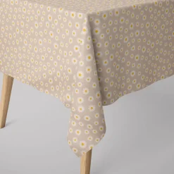 Dekostoff Halbpanama Leinenlook Daisy Sweet Garden Gänseblümchen Blüten natur weiß 1,40m Breite