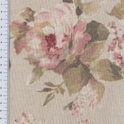 Dekostoff Halbpanama Leinenlook Classic Painted Rose Rosen natur rosa 1,40m Breite