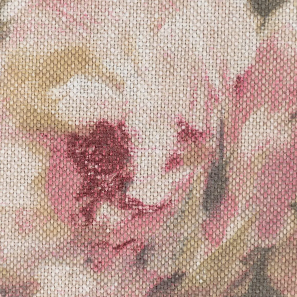 Dekostoff Halbpanama Leinenlook Classic Painted Rose Rosen natur rosa 1,40m Breite
