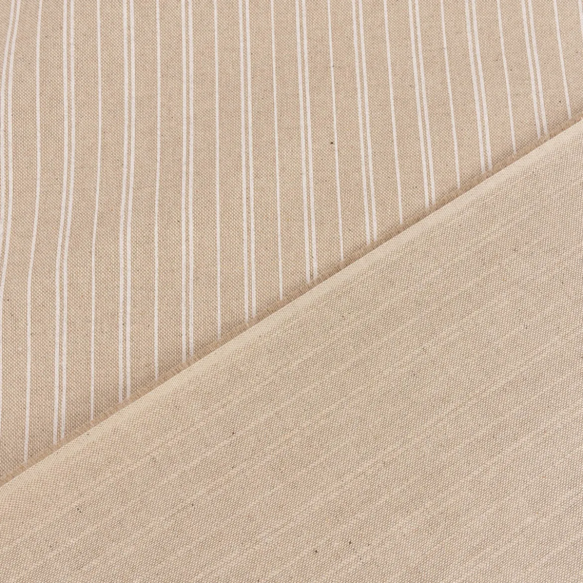 Dekostoff Halbpanama Leinenlook Basic Stripe Streifen natur weiß 1,40m Breite