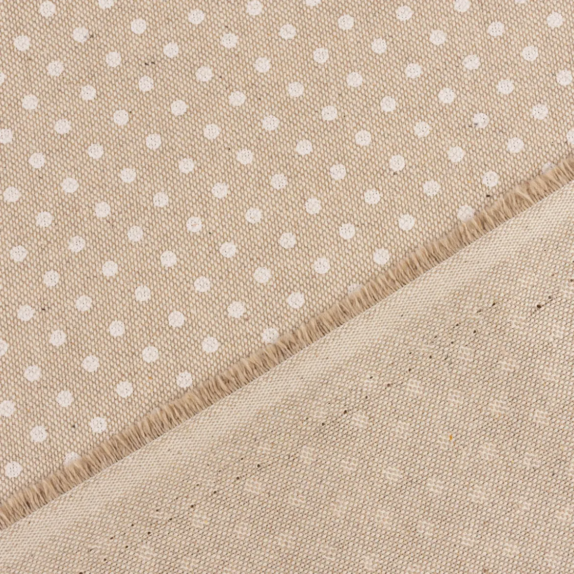 Dekostoff Halbpanama Leinenlook Basic Dot Pünktchen natur weiß 1,40m Breite