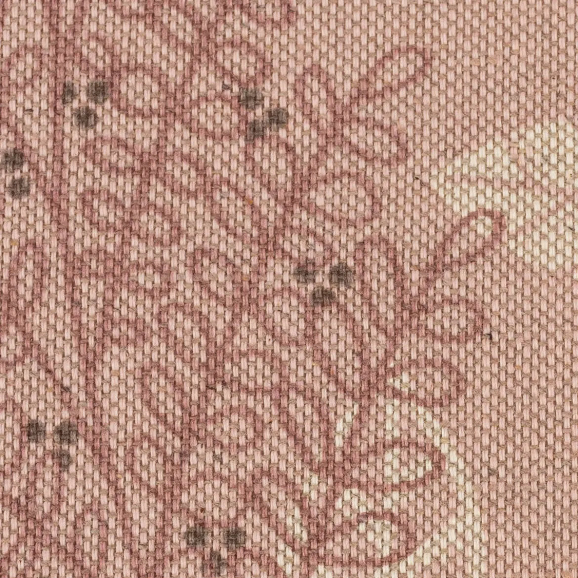 Dekostoff Halbpanama Leinenlook Soft Calming Leaves Blätter Gräser rosa 1,40m Breite