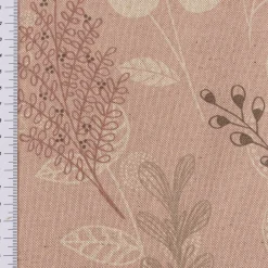 Dekostoff Halbpanama Leinenlook Soft Calming Leaves Blätter Gräser rosa 1,40m Breite