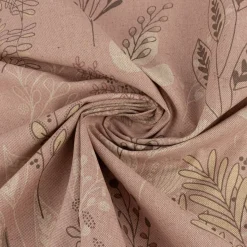 Dekostoff Halbpanama Leinenlook Soft Calming Leaves Blätter Gräser rosa 1,40m Breite