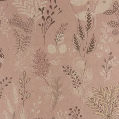 Dekostoff Halbpanama Leinenlook Soft Calming Leaves Blätter Gräser rosa 1,40m Breite