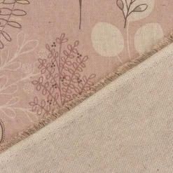 Dekostoff Halbpanama Leinenlook Soft Calming Leaves Blätter Gräser rosa 1,40m Breite