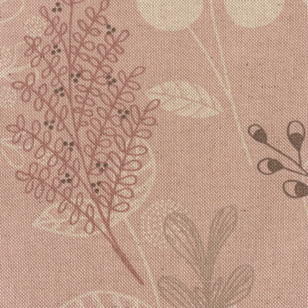 Dekostoff Halbpanama Leinenlook Soft Calming Leaves Blätter Gräser rosa 1,40m Breite