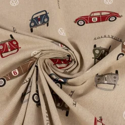 Dekostoff Halbpanama Leinenlook VW Beetle Racing Volkswagen Käfer natur rot grün blau 1,40m Breite