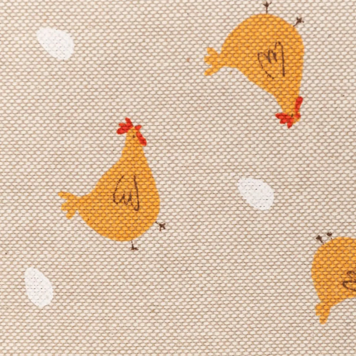Dekostoff Halbpanama Leinenlook Little Happy Chicken natur gelb 1,40m Breite