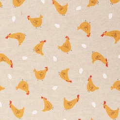 Dekostoff Halbpanama Leinenlook Little Happy Chicken natur gelb 1,40m Breite