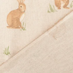 Dekostoff Halbpanama Leinenlook Aquarell Woodland Rabbit Hasen natur braun 1,40m Breite