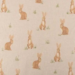 Dekostoff Halbpanama Leinenlook Aquarell Woodland Rabbit Hasen natur braun 1,40m Breite