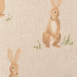 Dekostoff Halbpanama Leinenlook Aquarell Woodland Rabbit Hasen natur braun 1,40m Breite