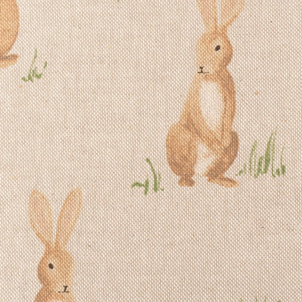 Dekostoff Halbpanama Leinenlook Aquarell Woodland Rabbit Hasen natur braun 1,40m Breite