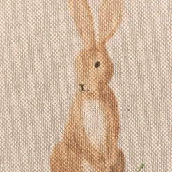 Dekostoff Halbpanama Leinenlook Aquarell Woodland Rabbit Hasen natur braun 1,40m Breite