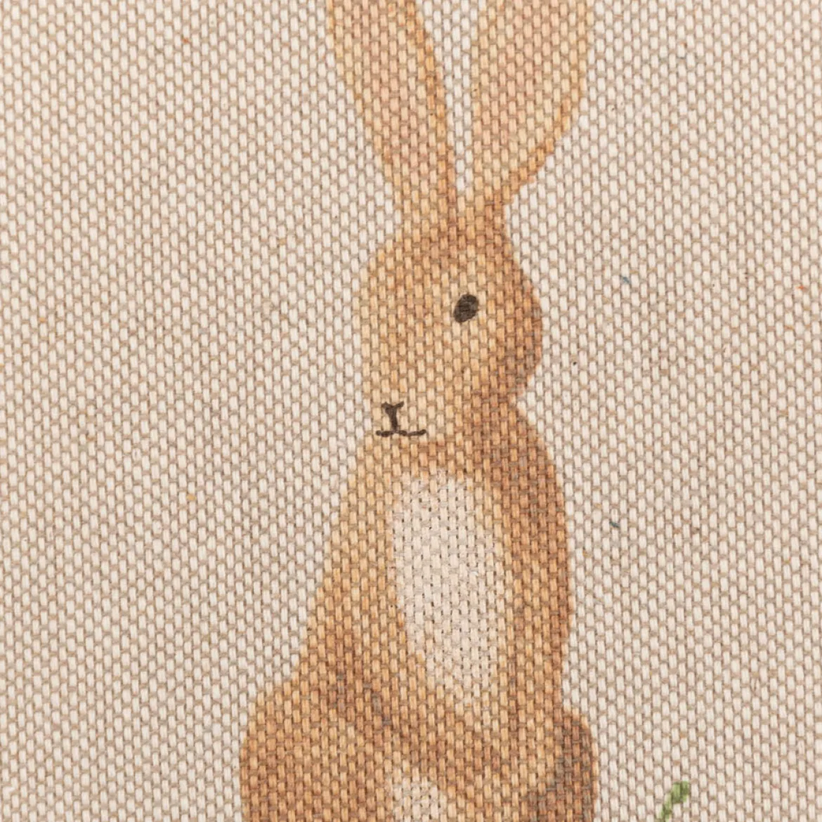 Dekostoff Halbpanama Leinenlook Aquarell Woodland Rabbit Hasen natur braun 1,40m Breite