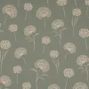 Dekostoff Halbpanama Leinenlook Elegant Dandelion Pusteblume mintgrün natur 1,40m Breite