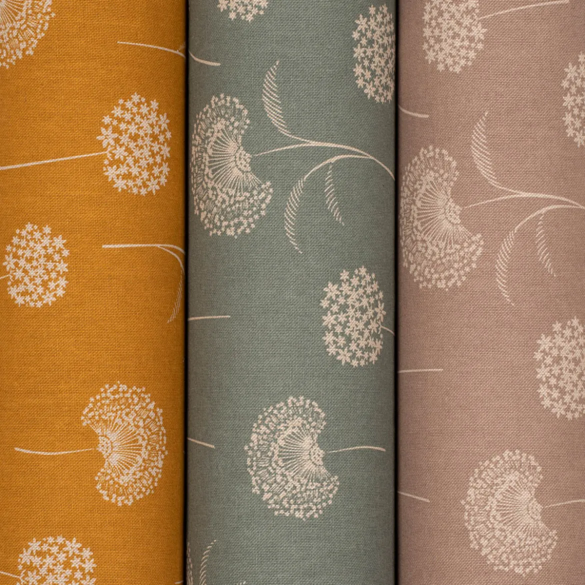 Dekostoff Halbpanama Leinenlook Elegant Dandelion Pusteblume mintgrün natur 1,40m Breite