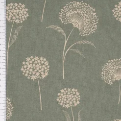 Dekostoff Halbpanama Leinenlook Elegant Dandelion Pusteblume mintgrün natur 1,40m Breite