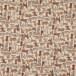 Dekostoff Halbpanama Leinenlook Cat Wildlife Art Katzen natur braun 1,40m Breite