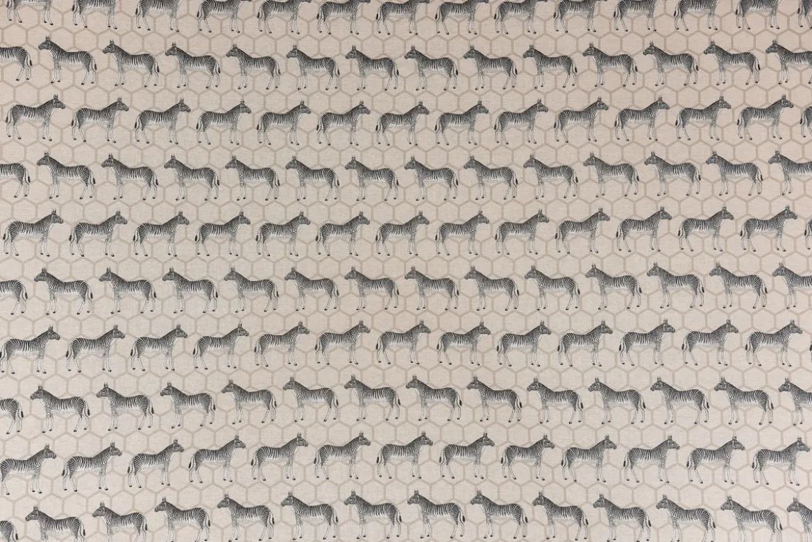 Dekostoff Halbpanama Leinenlook Zebra beige schwarz grau 1,40m Breite