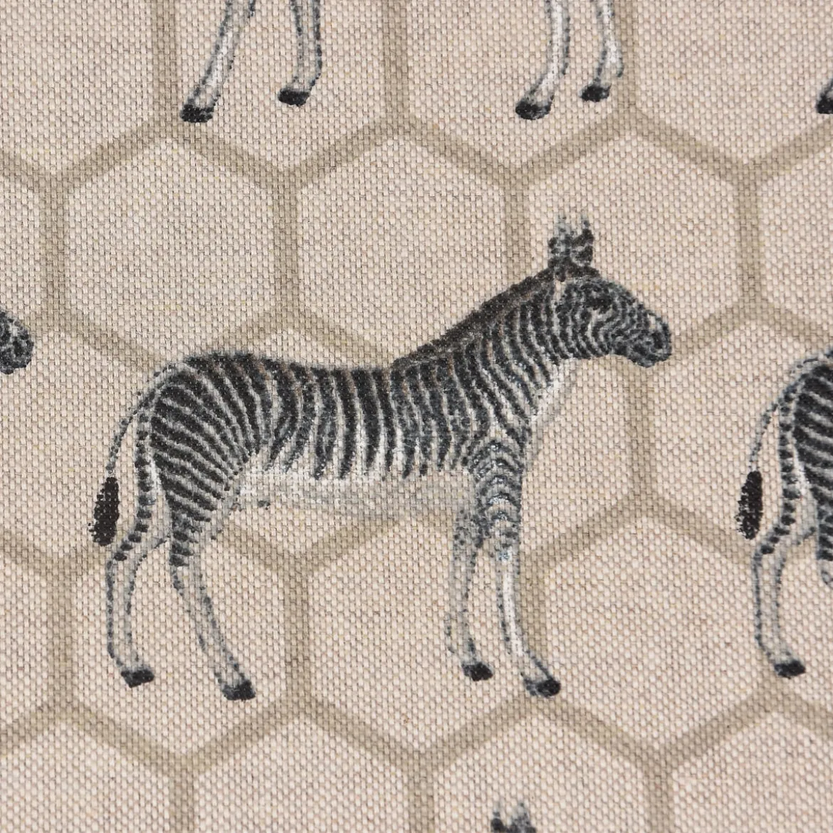Dekostoff Halbpanama Leinenlook Zebra beige schwarz grau 1,40m Breite