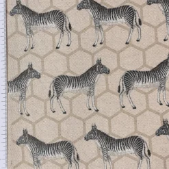 Dekostoff Halbpanama Leinenlook Zebra beige schwarz grau 1,40m Breite
